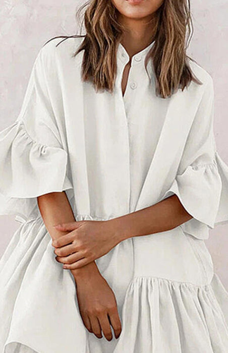 Ruffle-Sleeved Chiffon Dress: Sophisticated Summer Elegance