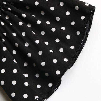 Retro Polka Dot V-Neck Dress with Flattering Tie Waist - Timeless Style