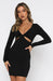 Sultry Deep V-Neck Cutout Bodycon Cocktail Party Dress