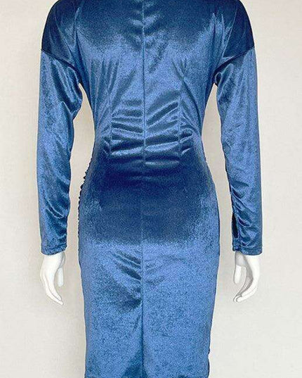 Velvet Vixen V-Neck Bodycon Dress with Elegant Split Detail - Perfect for Evening Affairs!