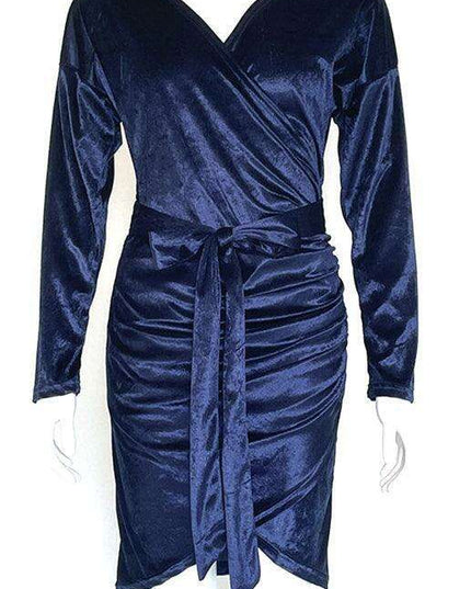 Velvet Vixen V-Neck Bodycon Dress with Elegant Split Detail - Perfect for Evening Affairs!