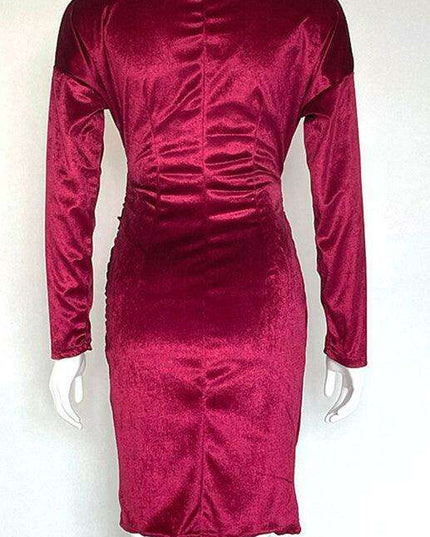 Velvet Vixen V-Neck Bodycon Dress with Elegant Split Detail - Perfect for Evening Affairs!