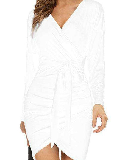 Velvet Vixen V-Neck Bodycon Dress with Elegant Split Detail - Perfect for Evening Affairs!