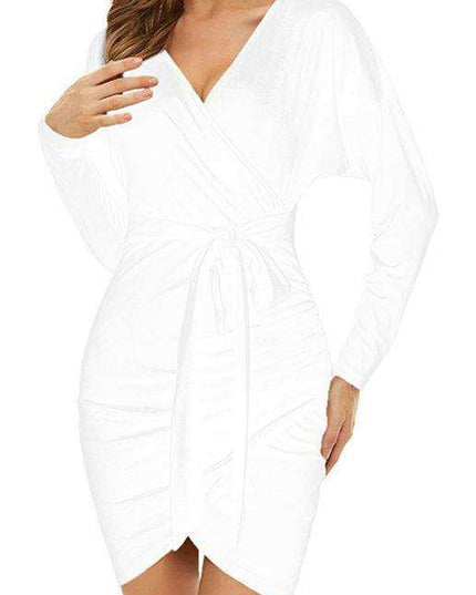 Velvet Vixen V-Neck Bodycon Dress with Elegant Split Detail - Perfect for Evening Affairs!