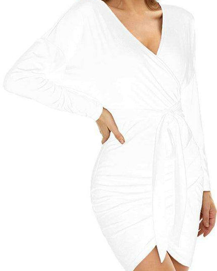 Velvet Vixen V-Neck Bodycon Dress with Elegant Split Detail - Perfect for Evening Affairs!