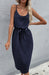 Bohemian Split-Hem Polyester Maxi Dress with Sling Collar - Women's Fashion