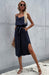 Boho Chic Polyester Maxi Dress with Slit Hem & Sling Collar - Women's Summer Fashion