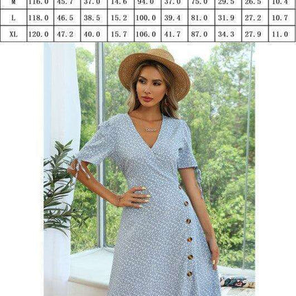 Summer Blossom Lace-Up Dress with Puff Sleeves