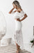 Enchanting Lace One-Shoulder Dress with Delicate Petal Sleeves