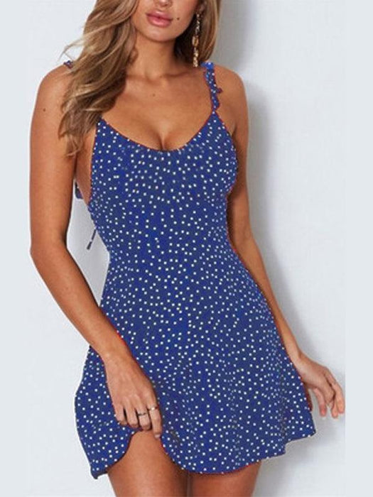 Bohemian Chic Polka Dot Lace Sleeveless Dress for Women