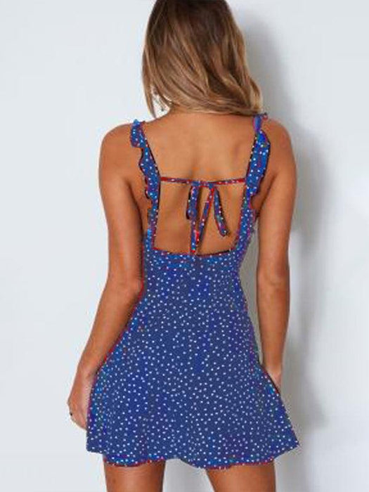 Bohemian Chic Polka Dot Lace Sleeveless Dress for Women