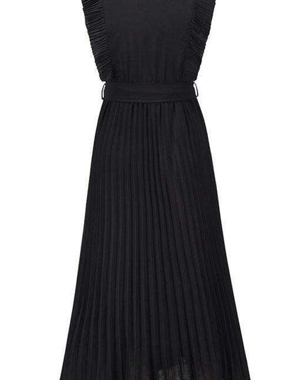 Lotus Blossom Chiffon Dress with Flutter Sleeves and Deep V-Neck