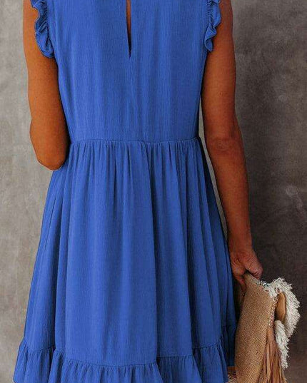 Chic Ruffled Sleeve Linen-Cotton Dress for Trendsetting Women