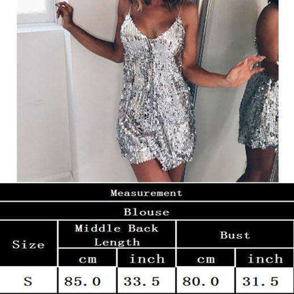 Radiant Sequin V-Neck Slip Dress - A Chic Essential for Women