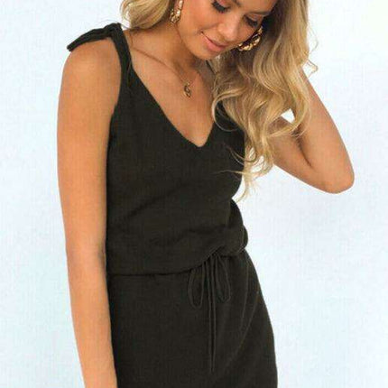 Chic Asymmetrical Tie V-Neck Sleeveless Dress for Effortless Elegance