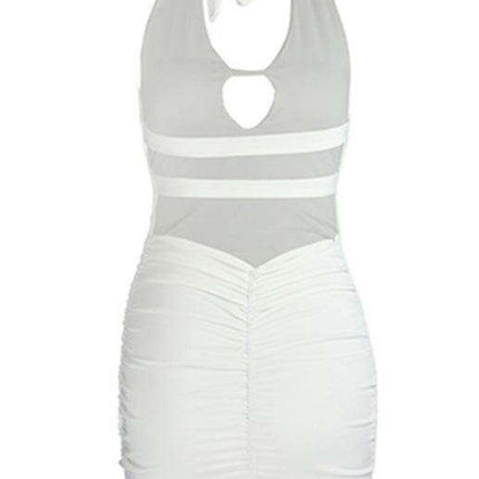 Chic Halter Bodycon Dress with Convenient Backpack Detail