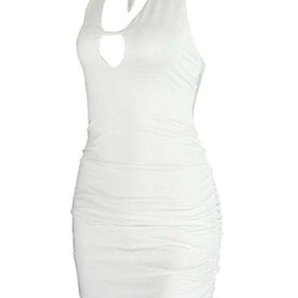 Chic Halter Bodycon Dress with Convenient Backpack Detail