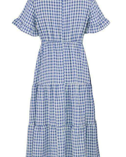 Chic Lattice Plaid Swing Dress - Women's Fashionable Outfit for Spring and Summer