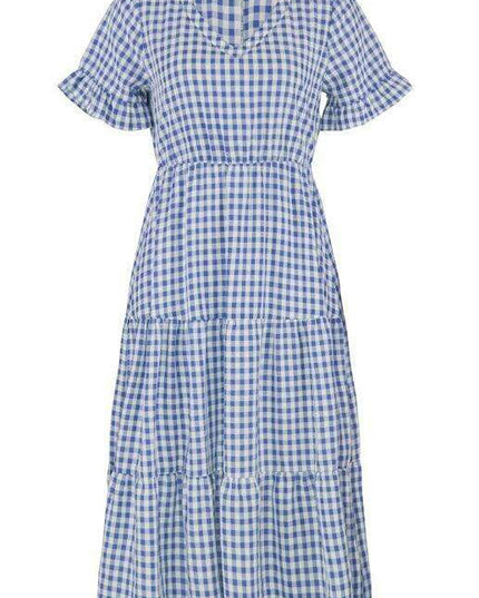 Chic Lattice Plaid Swing Dress - Women's Fashionable Outfit for Spring and Summer