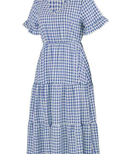 Chic Lattice Plaid Swing Dress - Women's Fashionable Outfit for Spring and Summer
