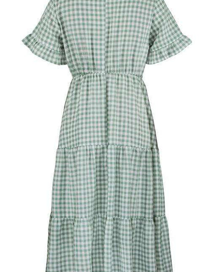 Chic Lattice Plaid Swing Dress - Women's Fashionable Outfit for Spring and Summer
