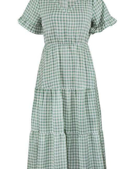 Chic Lattice Plaid Swing Dress - Women's Fashionable Outfit for Spring and Summer
