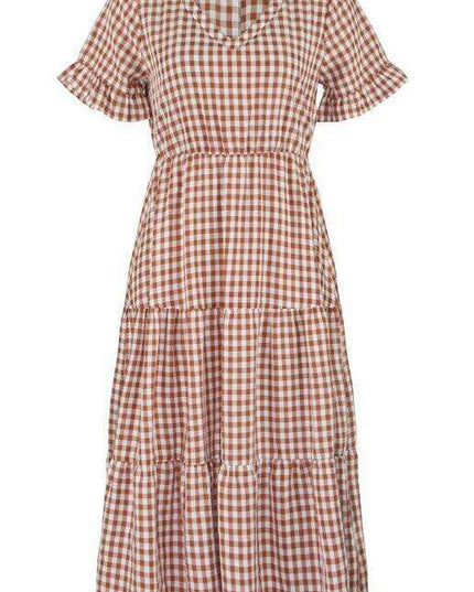 Chic Lattice Plaid Swing Dress - Women's Fashionable Outfit for Spring and Summer