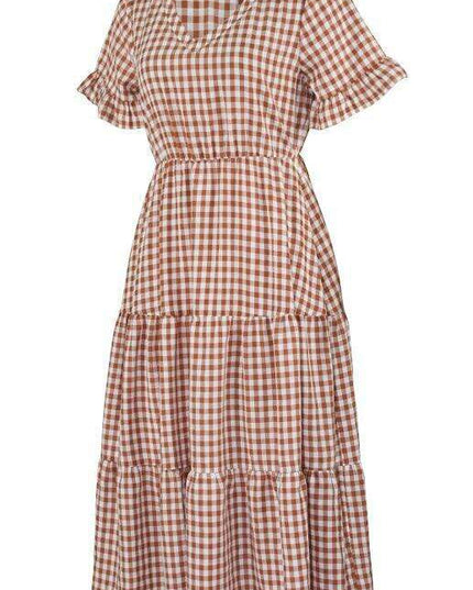 Chic Lattice Plaid Swing Dress - Women's Fashionable Outfit for Spring and Summer