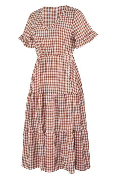 Sophisticated Plaid Swing Dress for Women's Spring and Summer