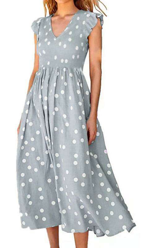 Polka Dot V-Neck Sleeveless Dress - Timeless Women's Wardrobe Essential