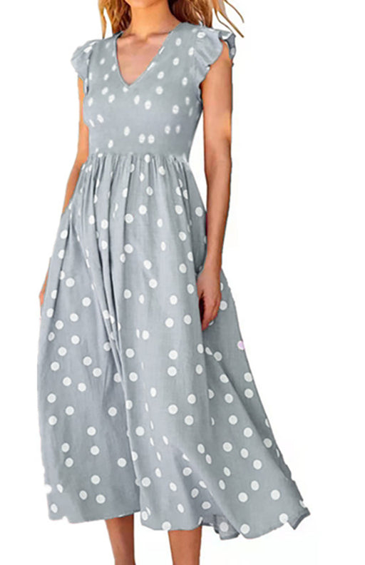 Ladies waist-length polka-dot print dress