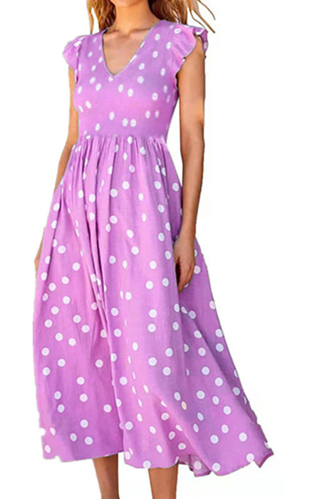 Polka Dot Print Sleeveless Dress - Elegant Women's Fashion Piece