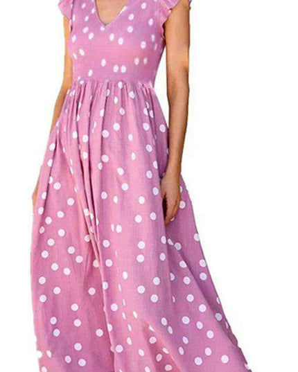 Polka Dot V-Neck Sleeveless Dress - Timeless Women's Wardrobe Essential