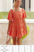 Boho Square Neckline Mini Dress with Lantern Sleeves for Women