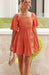 Boho Chic Square Neck Mini Dress with Lantern Sleeves for Women