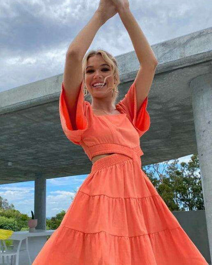 Bohemian Chic Mini Dress with Lantern Sleeves and Square Neckline for Women