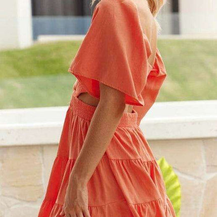 Bohemian Chic Mini Dress with Lantern Sleeves and Square Neckline for Women