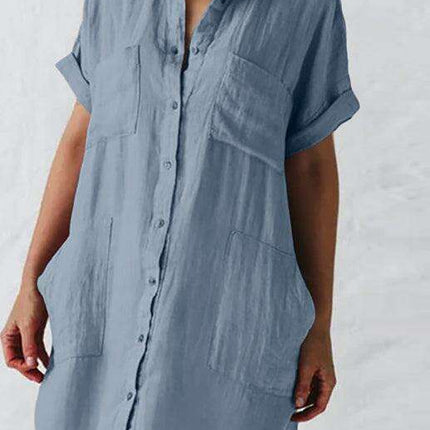 Elegant Button Pocket Lapel Dress - Perfect for Any Occasion