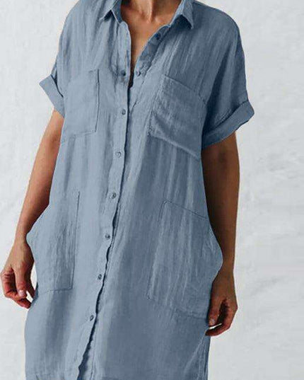 Elegant Button Pocket Lapel Dress - Perfect for Any Occasion