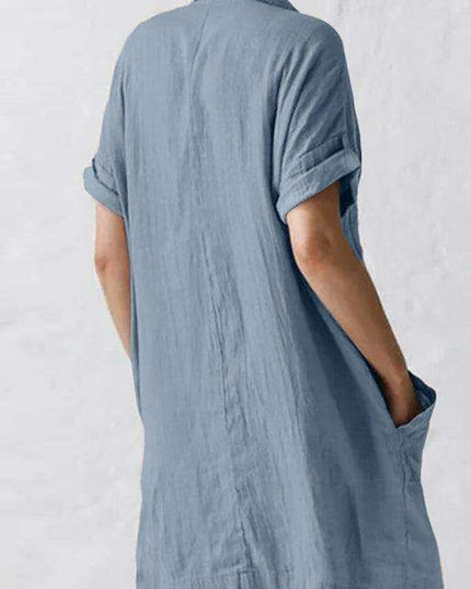 Elegant Button Pocket Lapel Dress - Perfect for Any Occasion