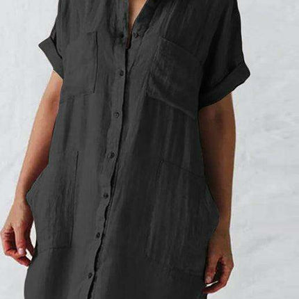 Elegant Button Pocket Lapel Dress - Perfect for Any Occasion