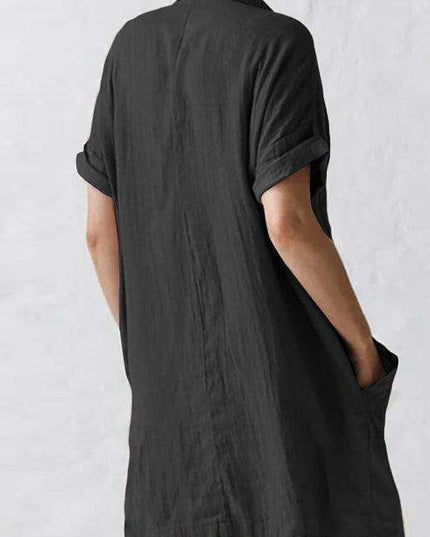 Elegant Button Pocket Lapel Dress - Perfect for Any Occasion