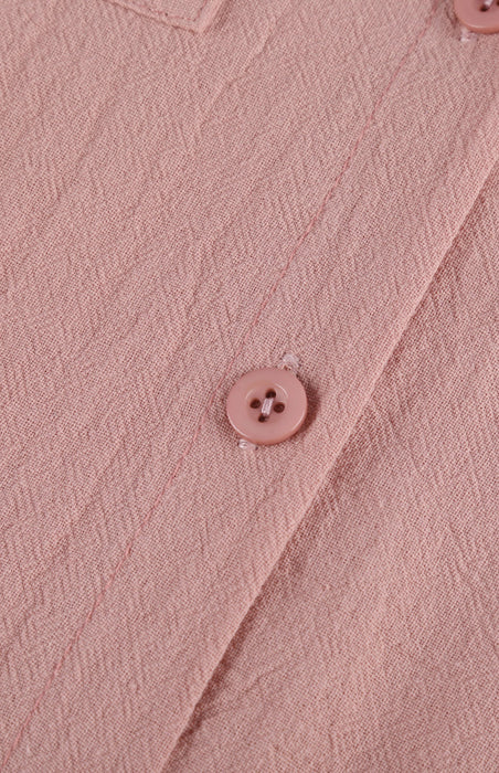 Elegant Lapel Collar Shirt Dress with Button Accent & Pocket Detail