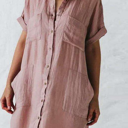 Elegant Button Pocket Lapel Dress - Perfect for Any Occasion