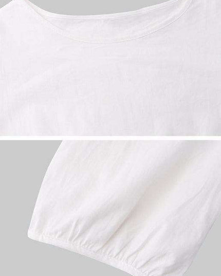 Chic Puff Sleeve Cotton Babydoll Midi Dress - Timeless Feminine Style