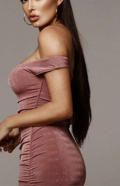 Elegant Off-the-Shoulder Pleated Mini Dress for Trendy Occasions