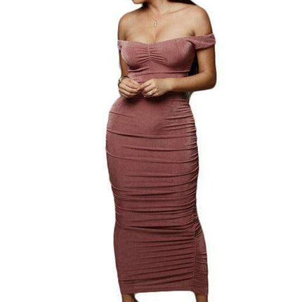 Elegant Off-the-Shoulder Pleated Mini Dress for Trendy Occasions