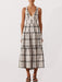 Vibrant Checkered V-Neck Dress with Open Back for Ladies