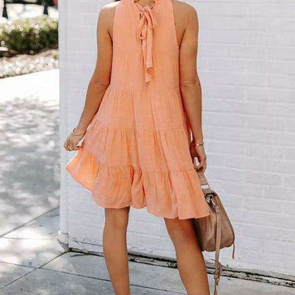 Breathable Sleeveless Round Neck Cotton Dress for Women in Chic Solid Colors