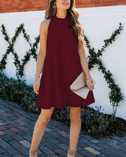 Breathable Sleeveless Round Neck Cotton Dress for Women in Chic Solid Colors